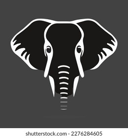 Simple black and white elephant vector logo