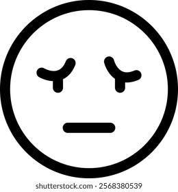 Simple black and white emoticon with closed eyes and a straight horizontal line for a mouth, representing tiredness, sadness, or disappointment.