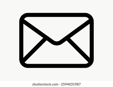 Simple black and white envelope icon. Envelope symbol for email or mail. Basic envelope design for communication. Envelope illustration for messages. User interface icon vector.