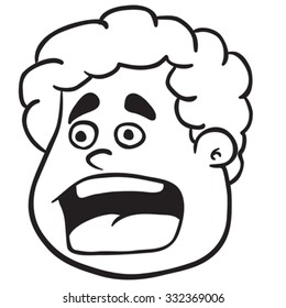 simple black and white fat boy scream cartoon