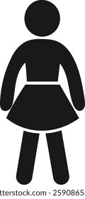 Simple black and white female figure icon