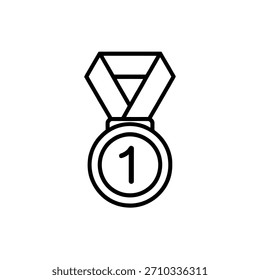 Simples preto e branco ícone da medalha de primeiro lugar ilustração gráfica Elemento de design Melhor classificação
