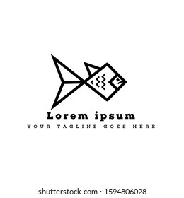 Simple Black and  White Fish Logo For Company Vector EPS. 10
