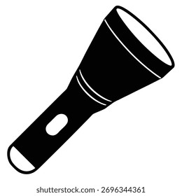 Simple ilustración de linterna en blanco y negro que proporciona luz en la oscuridad