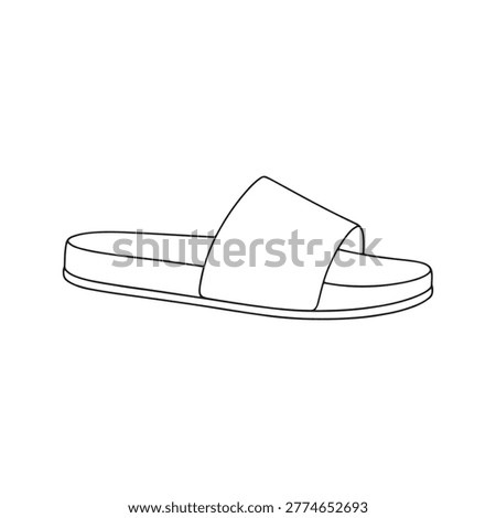 simple black and white flip flop sketch, ideal for summer designs, fashion templates, and casual footwear illustrations