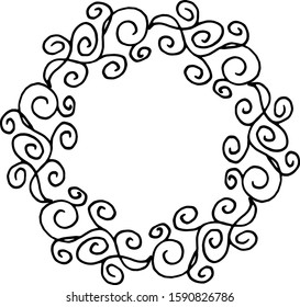 simple black and white floral frame for text or design. Flowers and branches create an interesting shape. Isolated on white background