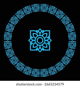 A simple black and white floral pattern forms a beautiful circular border and a matching center design. - Powered by Shutterstock - Get 15% off with code: PIKWIZARD15