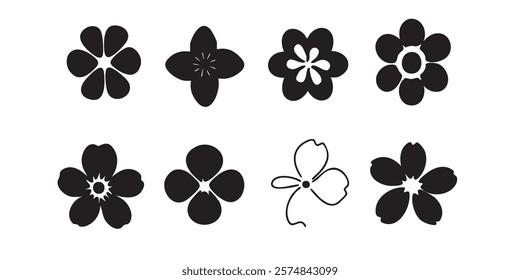 Simple Black and White Floral Vector Design