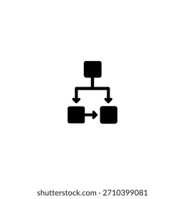 Diagrama simple de diagrama de flujo en blanco y negro con flechas
Un icono de diagrama de flujo minimalista que muestra una estructura jerárquica con rutas de ramificación y flechas direccionales.