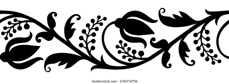 Simple black and white flower border pattern with polka dot