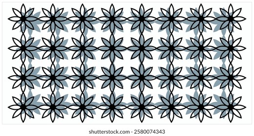 Simple black and white flower pattern design, the main design of batik.