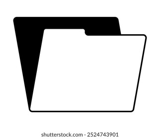 Un simple símbolo de carpeta en blanco y negro representa la organización. Ideal para documentación, gestión de oficinas, Archivar digitales, sistemas de archivo y administración de empresas. Estilo minimalista y limpio