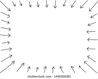 simple black and white frame consists of perspective arrow lines pointing to the center