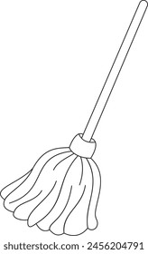 simple black and white freehand drawn cartoon mop