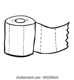simple black and white freehand drawn cartoon toilet paper