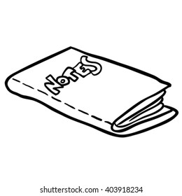 simple black and white freehand drawn cartoon note book