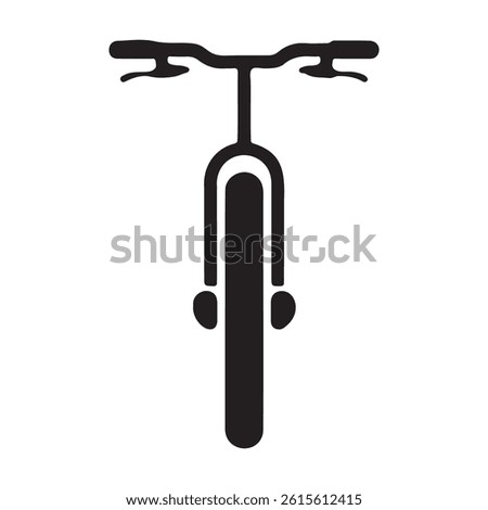 Simple, black and white, front view silhouette of a mountain bike.