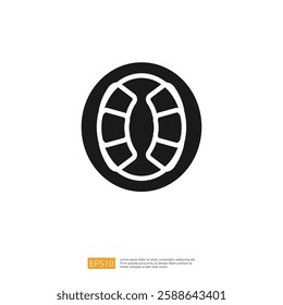 Simple Black And White Fruit Icon Representing A Sliced Watermelon Type Icon Design Illustration Image Representation Symbol Geometric shape conceptual art design with flat style