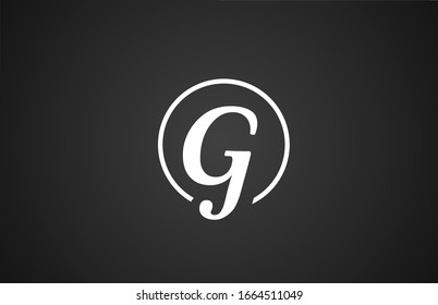 simple black white G letter logo icon alphabet with circle design for company business. Suitable for catchy logotype