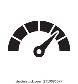 Icono de indicador blanco y negro simple que muestra un nivel de medición