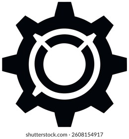 Simple Black and White Gear Icon