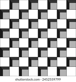 Simple black and white geometric cube pattern