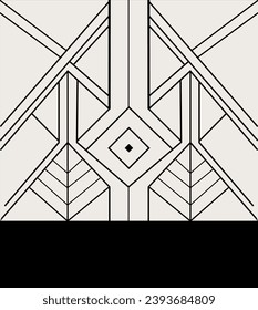 Diseño minimalista geométrico simple en blanco y negro, líneas delgadas diagonales.