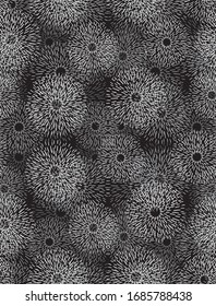 Simple Black and White Geometric Seamless Vector Pattern. Winter Print with White Abstract Snowflakes Isolated on a  Black Background. 