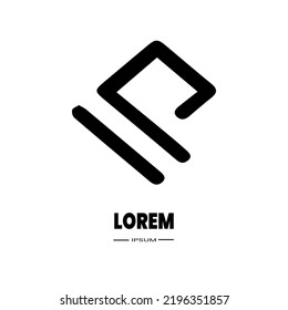 simple black white geometric style logo design with black fluid element
