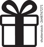 Simple Black and White Gift Box Icon with Ribbon a Classic Symbol of Celebration and Giving Presents for Special Occasions