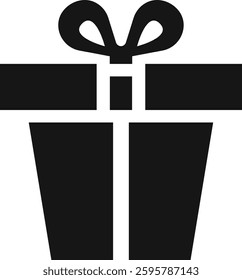 Simple Black and White Gift Box Icon in Illustration. EPS-10.