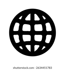 Diseño de ilustración gráfica de icono de cuadrícula de globo blanco y negro simple