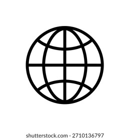Simple Black and White Globe Icon Design Representing Global Connections and the Internet