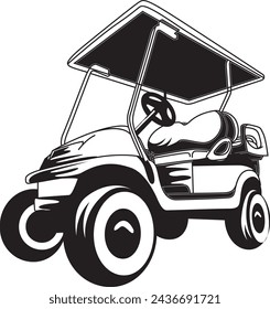 simple or black and white golf cart vector illustration, golf field transportation