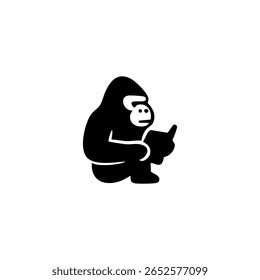 Simples gorila preto e branco segurando um livro