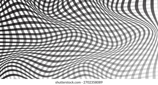 Patrón de onda de línea de cuadros degradados blancos negros simples para fondo de póster de Anuncio.