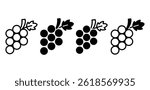 Simple Black and White Grape Icons Vector Design Illustration