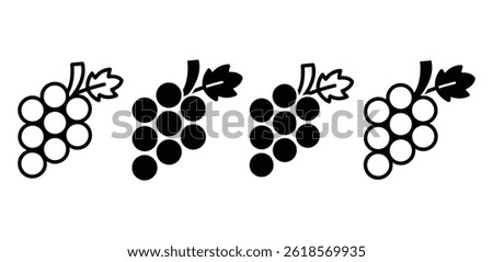 Simple Black and White Grape Icons Vector Design Illustration