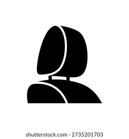 Simple black and white graphic of a car headrest or head restraint on a white background.