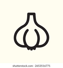 Einfache schwarz-weiße Grafik, die Knoblauch ideal zum Kochen Blogs Rezept Karten oder Lebensmittel-bezogene Designs ein sauberes Vektorbild mit weißem Hintergrund