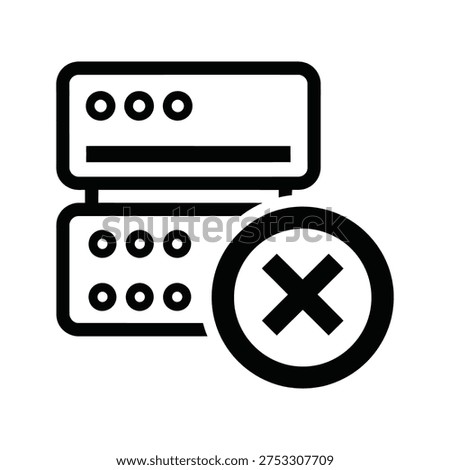 a simple black and white graphic depicting two computer circuit boards stacked on top of each other with a large cancel symbol overlaid on the right side of the lower board