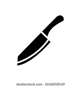 Design gráfico simples preto e branco de uma faca de cozinha afiada. Perfeito para ícones culinários.