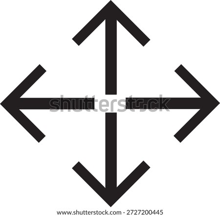 A simple black and white graphic of four arrows radiating outward from a central point, indicating expansion.