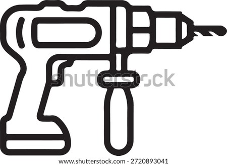 Simple black and white graphic illustration of a cordless drill on a white background, symbolizing DIY projects and home improvement tasks.