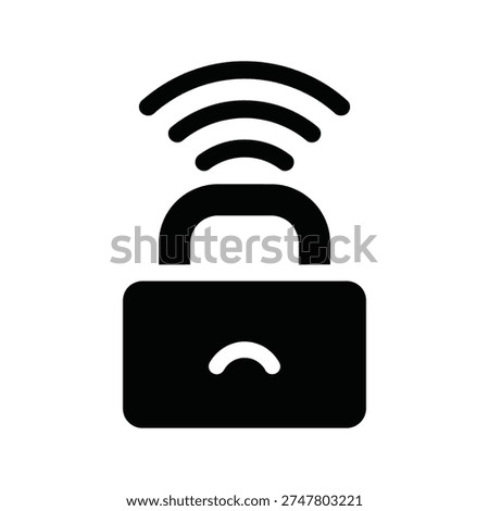 a simple black and white graphic of a padlock with a wifi signal emanating from the top, symbolizing secure internet connection