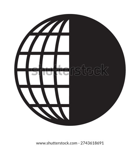 A simple black and white graphic representation of planet earth