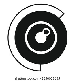 Simple black and white graphic showing a security camera, suitable for concepts such as surveillance and digital security