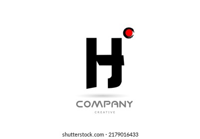 diseño de icono del logotipo de la letra del alfabeto H simple en blanco y negro con letras de estilo japonés. Plantilla creativa para empresas y negocios con punto rojo