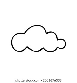 A simple black and white hand drawing line art of a cloud. Perfect for weather icons, nature illustrations, or minimalist designs in need of a cloud element