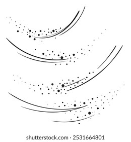 Simples mão preto e branco desenhado elementos com linhas e pontos. Ilustração vetorial de nevasca, flocos de neve e vento. Sinais e símbolos para design de inverno